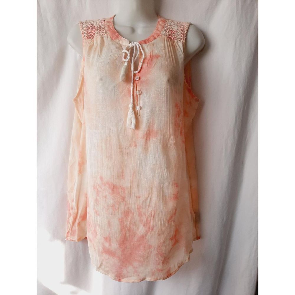 Lee coral tie dye sleeveless sz large blouse
